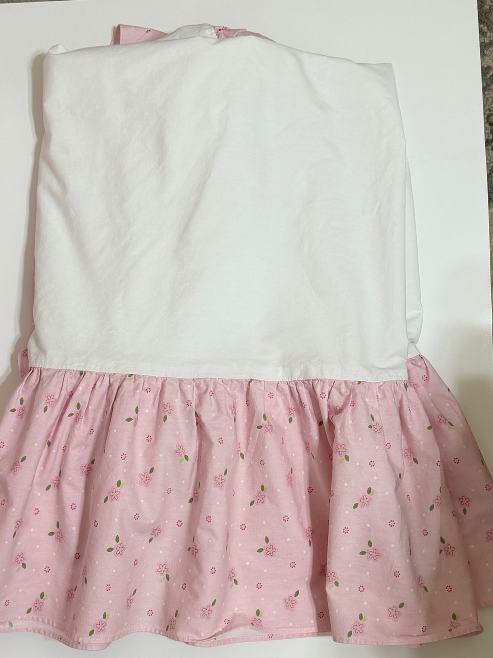 CARTER’S Girls Cotton Crib Skirt Pink Flower Print White Polka Dots - Picture 3 of 7